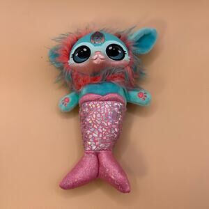Magic Mixies Water Mixie V1 Figure Plush Cat Mermaid 7" Pink Blue w Jewel